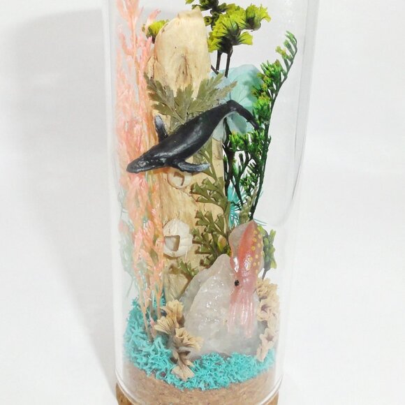Humpback Whale & Squid Ocean Themed Oddity Jar curiosity dome crystal sea life - Picture 7 of 15
